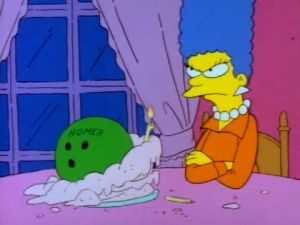 Marge simpson enfadada por sus regalos de navidad 