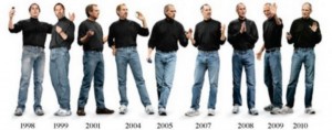 Vestir siempre igual, Steve Jobs con la misma ropa en varios años 