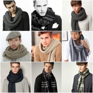 hombres con bufanda masculina