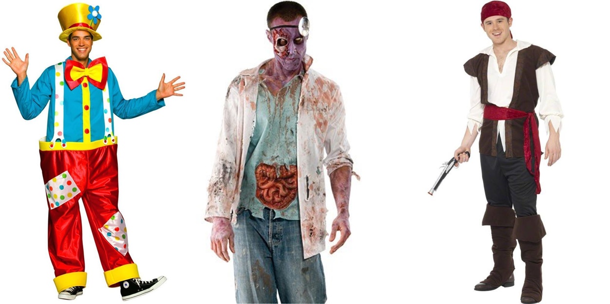 tres imágenes de disfraces de carnaval para hombre