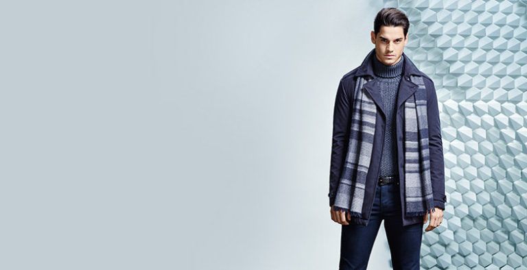 hombres con bufanda masculina